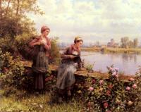 Daniel Ridgway Knight - Maria And Madeleine Fishing